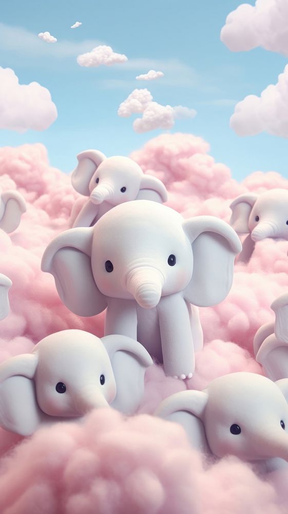 Elephants animal nature cloud. AI generated Image by rawpixel.