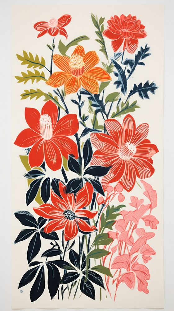 Aesthetic flowers painting pattern drawing. AI generated Image by rawpixel.