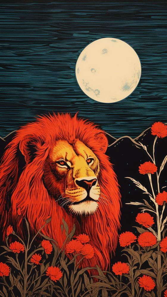 Africa lions nature outdoors painting. AI generated Image by rawpixel.