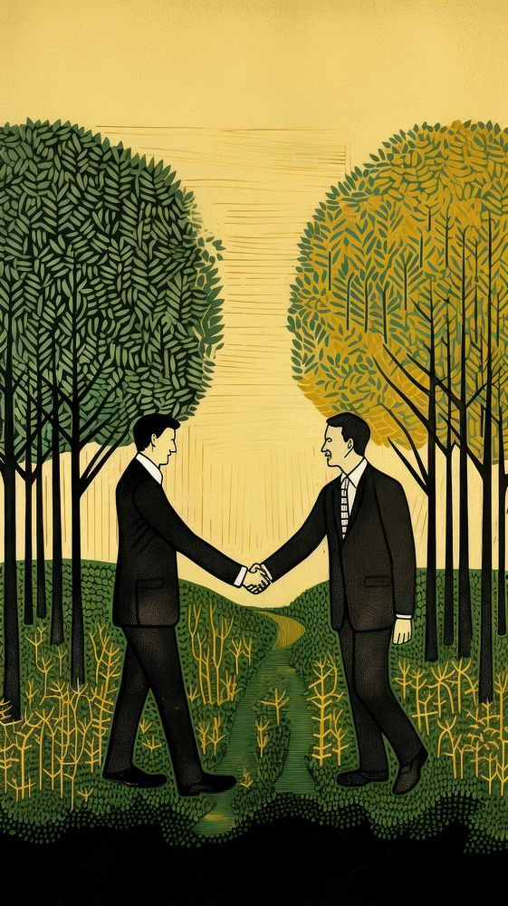 Business handshake nature plant adult. AI generated Image by rawpixel.
