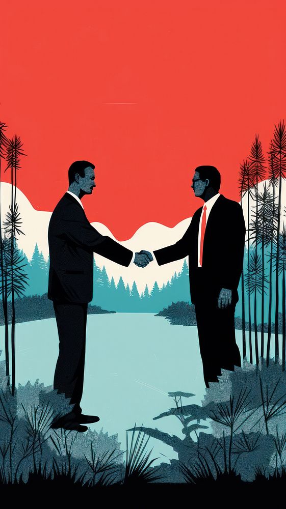 Business handshake adult togetherness silhouette. AI generated Image by rawpixel.