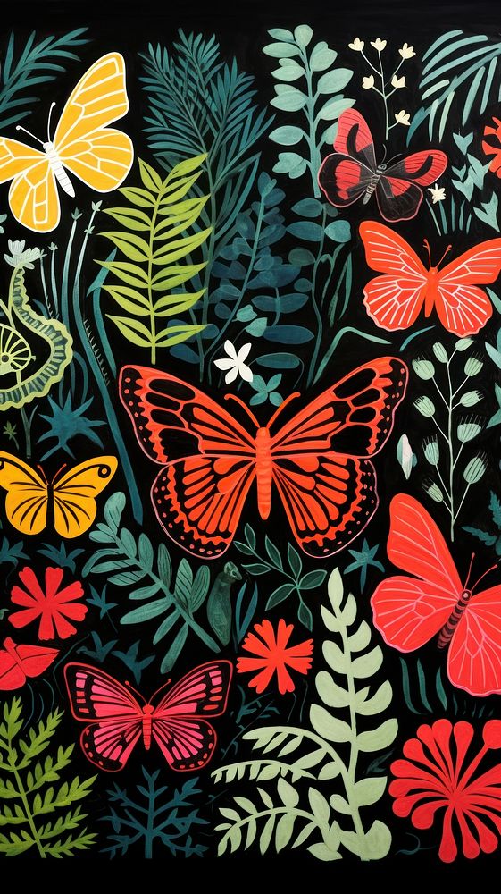 Butterflies in a tropical forrest butterfly pattern insect. AI generated Image by rawpixel.