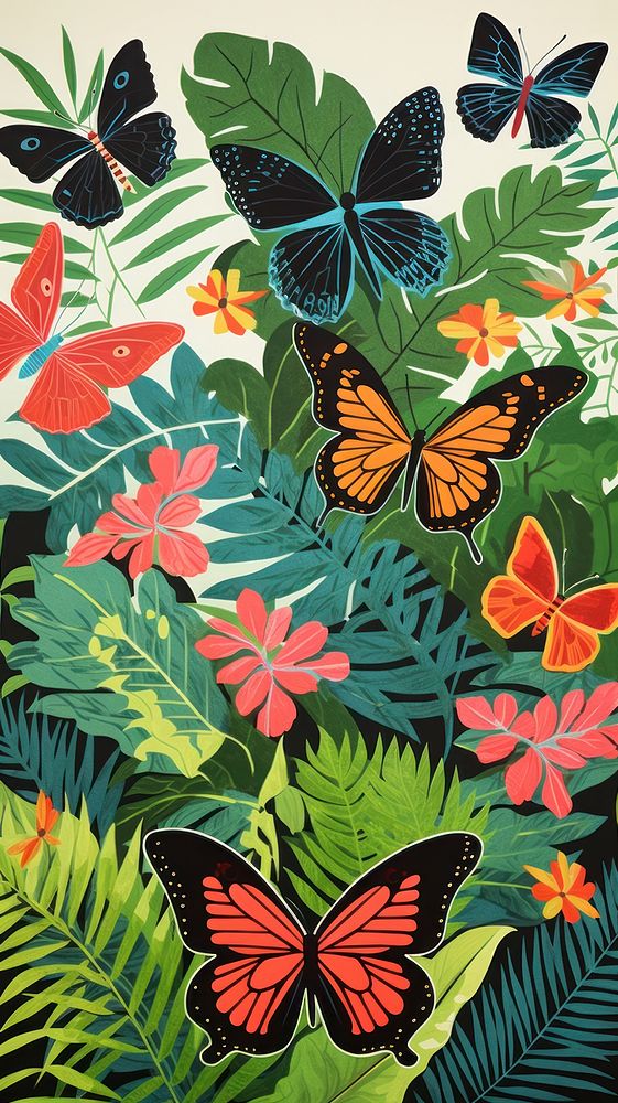 Butterflies in a tropical forrest butterfly outdoors tropics. AI generated Image by rawpixel.