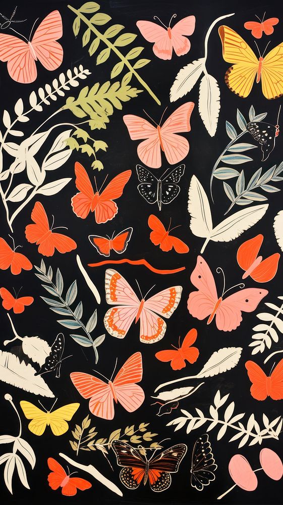 Butterflies in a tropical forrest pattern nature art. AI generated Image by rawpixel.