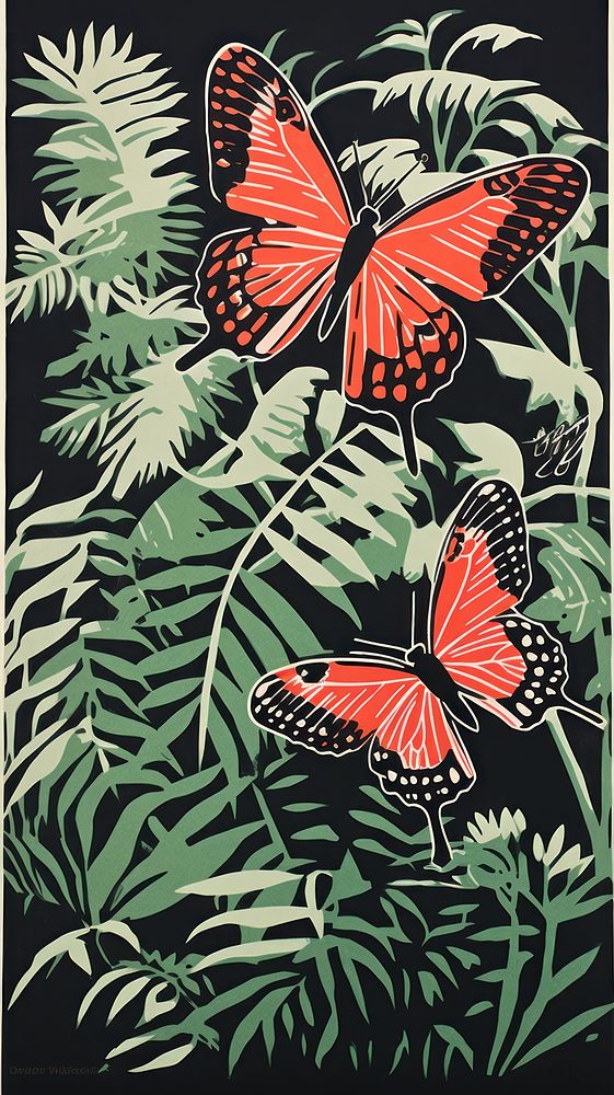 Butterflies in a tropical forrest butterfly pattern animal. AI generated Image by rawpixel.