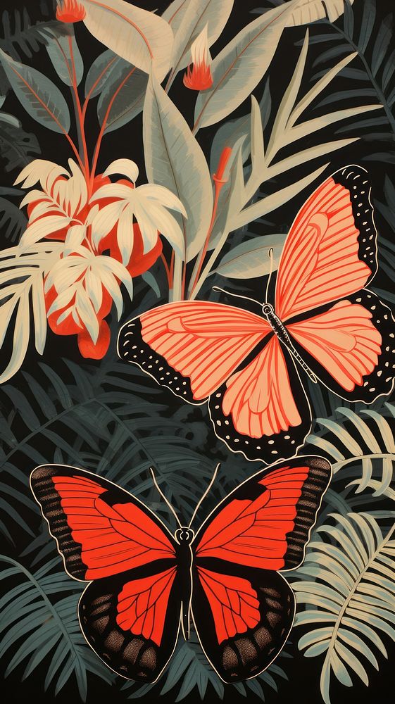 Butterflies in a tropical forrest butterfly tropics nature. AI generated Image by rawpixel.