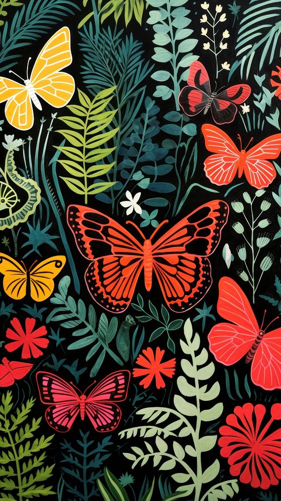 Butterflies in a tropical forrest butterfly pattern nature. AI generated Image by rawpixel.