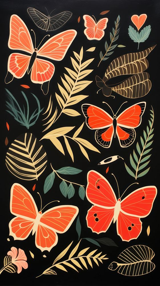 Butterflies in a tropical forrest pattern nature art. AI generated Image by rawpixel.