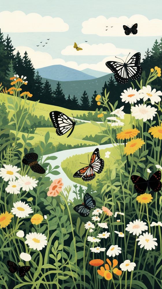 Butterflies in an english meadow nature butterfly outdoors. AI generated Image by rawpixel.
