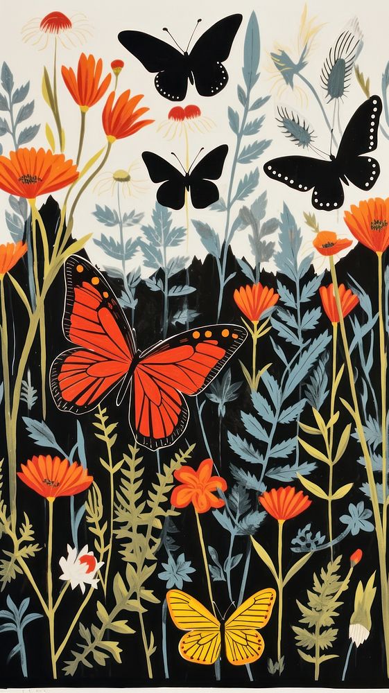 Butterflies in an english meadow butterfly pattern animal. AI generated Image by rawpixel.