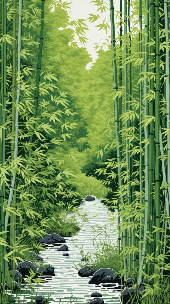 Bamboo forrest nature vegetation outdoors. 