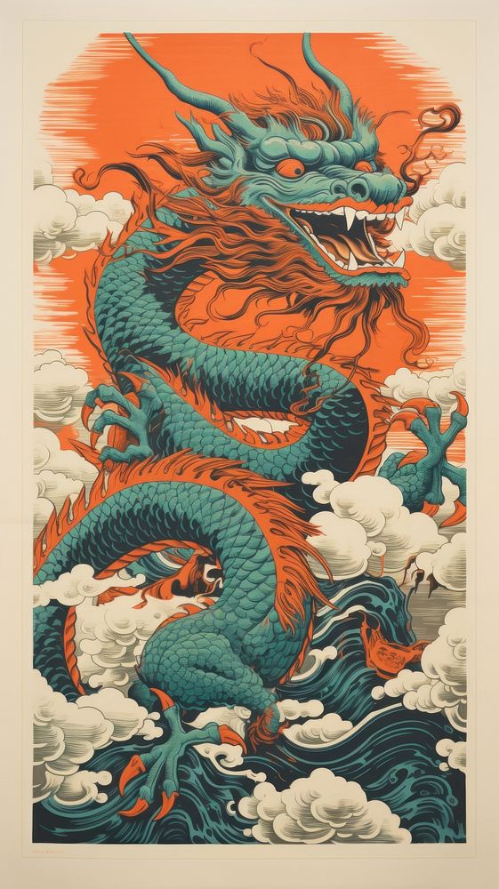 Chinese dragon dance drawing representation | Premium Photo ...