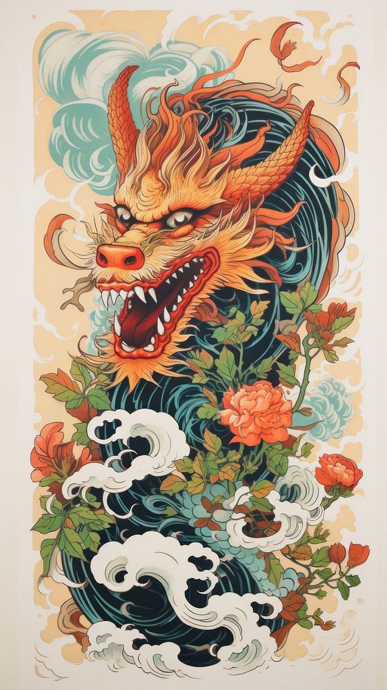 Chinese dragon dance painting pattern drawing. 