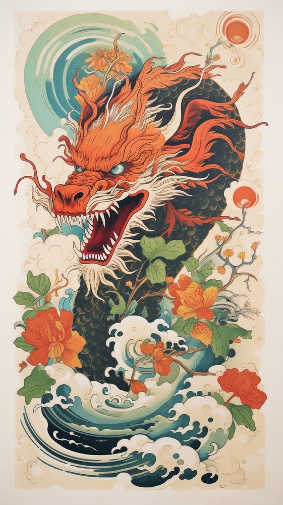 Chinese dragon dance painting pattern drawing. 