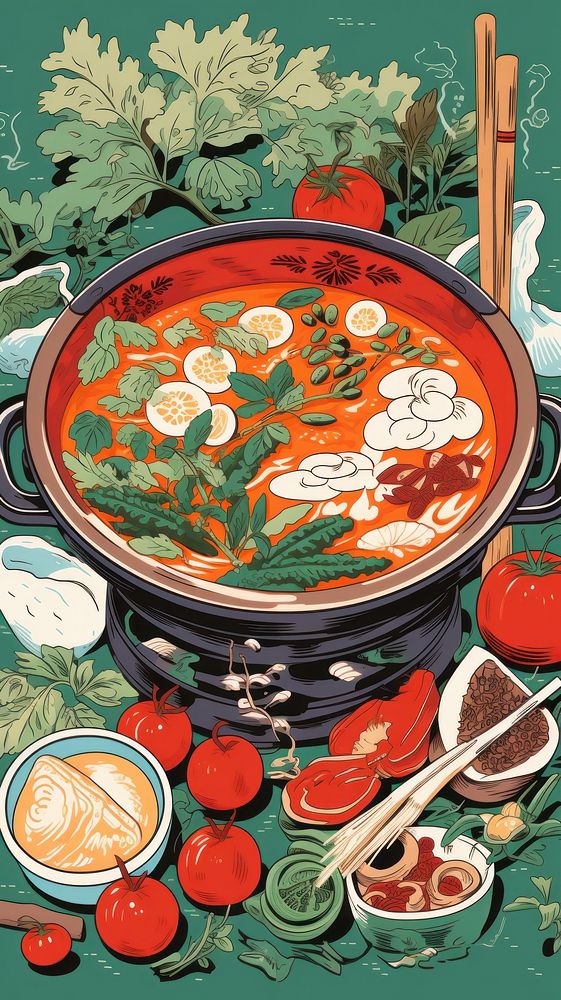 Chinese hot pot food meal soup. AI generated Image by rawpixel.