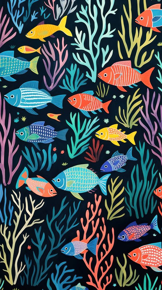 Colorful fishes coral reef tropical nature pattern animal. AI generated Image by rawpixel.