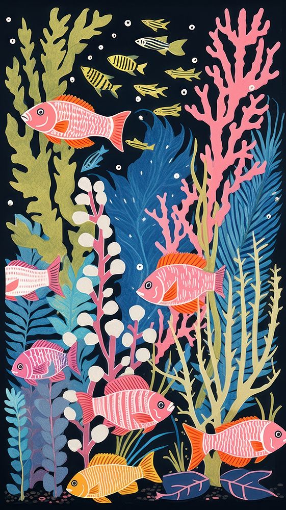 Colorful fishes coral reef tropical nature pattern sea. AI generated Image by rawpixel.
