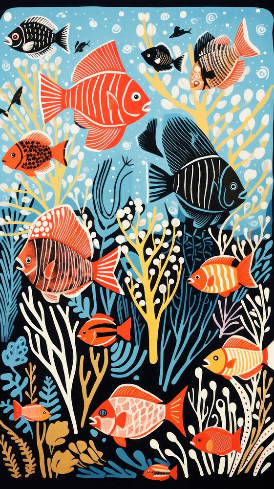 Coral reef fishes tropical colorful pattern animal nature. AI generated Image by rawpixel.