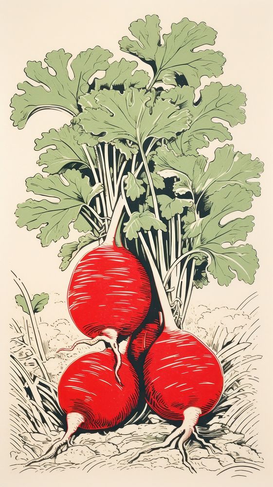Daikon vegetable drawing radish. AI generated Image by rawpixel.