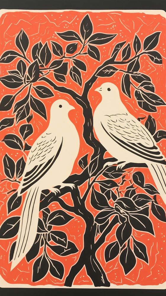 Doves pattern drawing nature. AI generated Image by rawpixel.