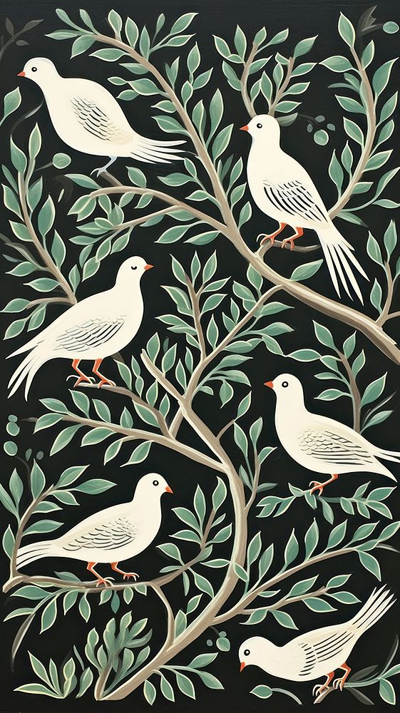 Doves pattern nature animal. AI generated Image by rawpixel.
