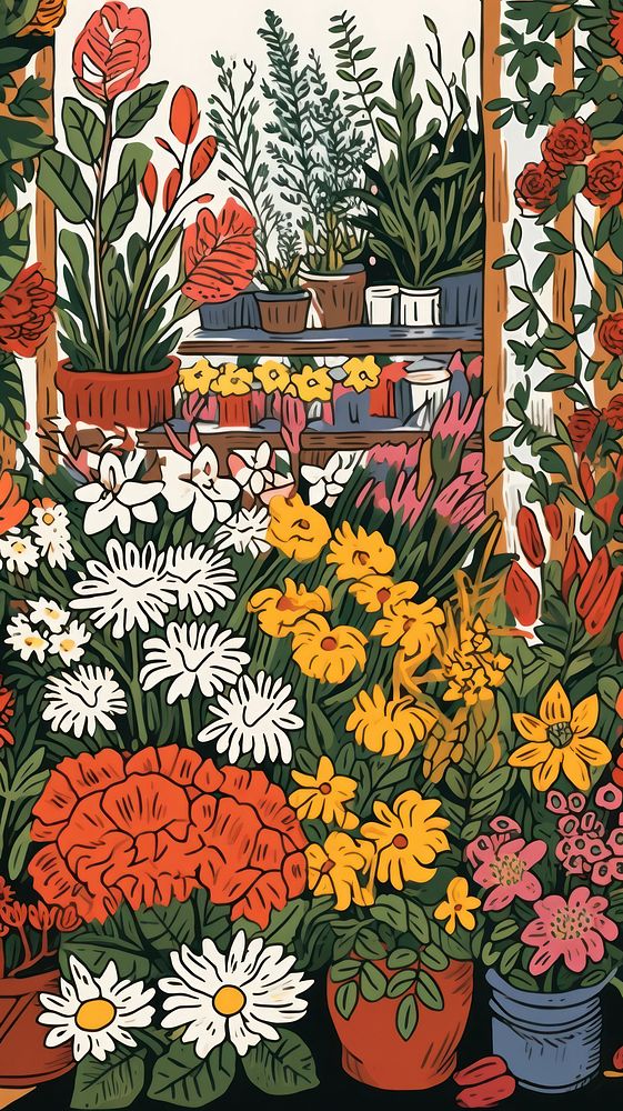 Florsit flower shop painting pattern nature. AI generated Image by rawpixel.