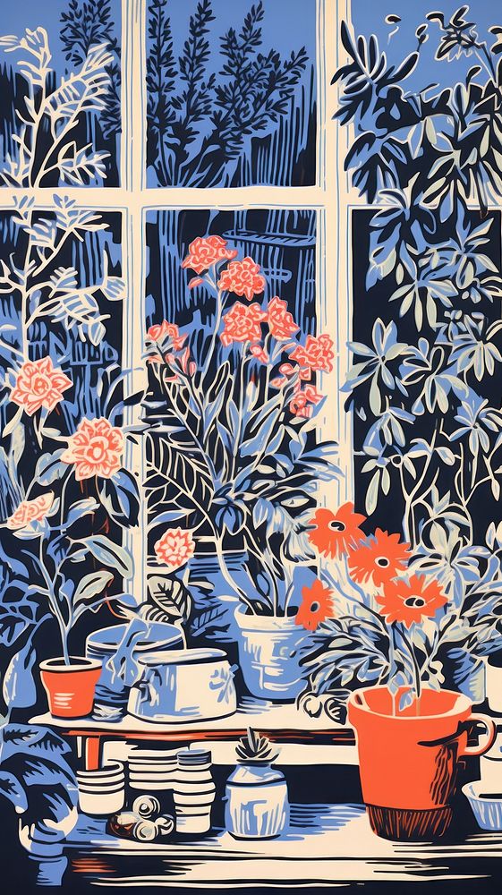 Florsit flower shop painting pattern plant. AI generated Image by rawpixel.