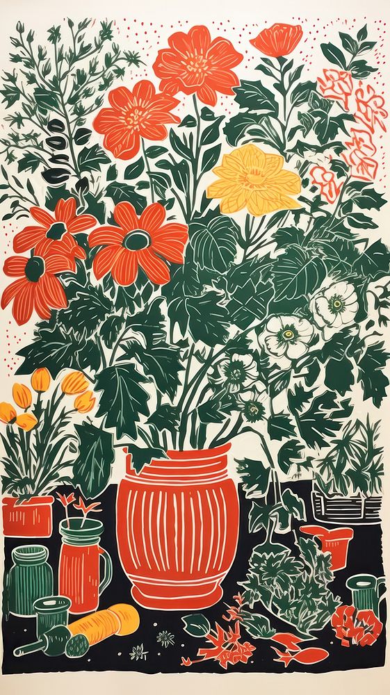 Florsit flower shop painting pattern drawing. 