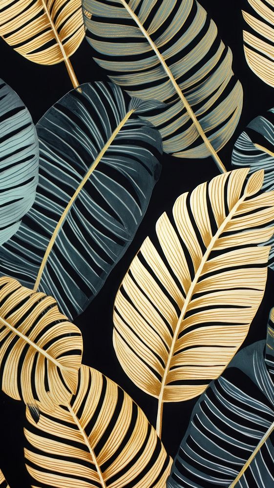 Gold and silver tropical leaves nature tropics pattern. AI generated Image by rawpixel.