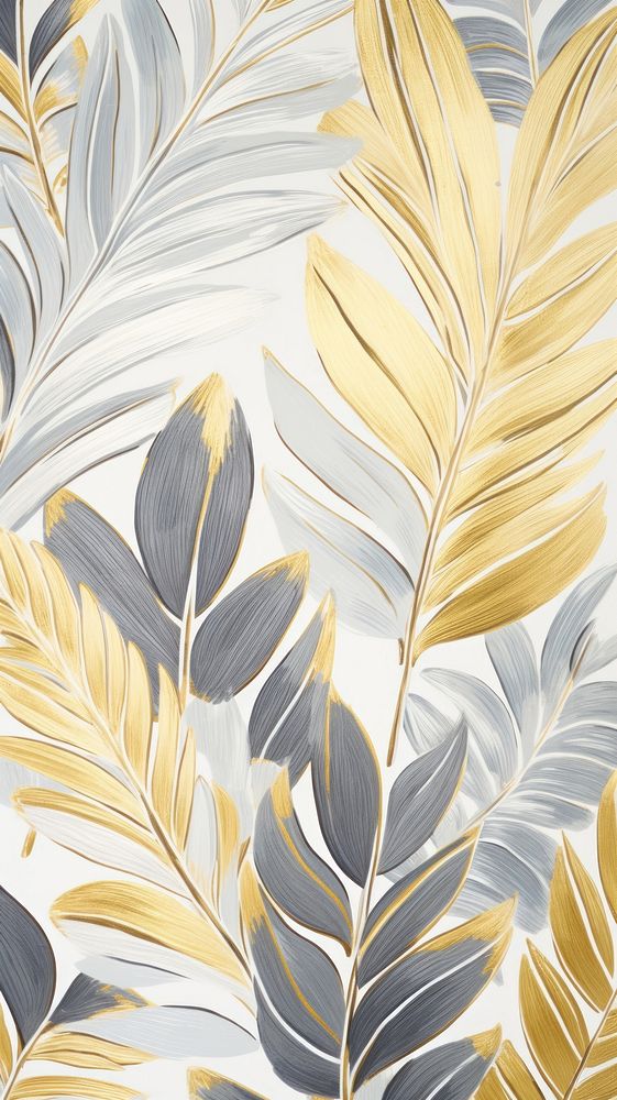 Gold and silver tropical leaves abstract pattern nature. AI generated Image by rawpixel.