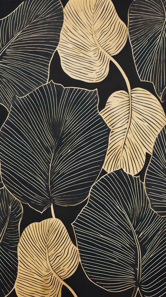Gold and silver tropical leaves pattern drawing nature. AI generated Image by rawpixel.