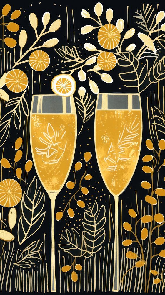 Gold and silver champagne glasses pattern refreshment celebration. AI generated Image by rawpixel.