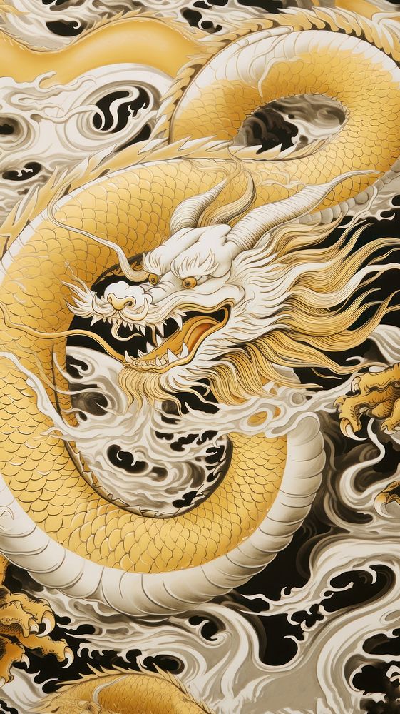 Gold and silver chinese dragons nature representation backgrounds. 