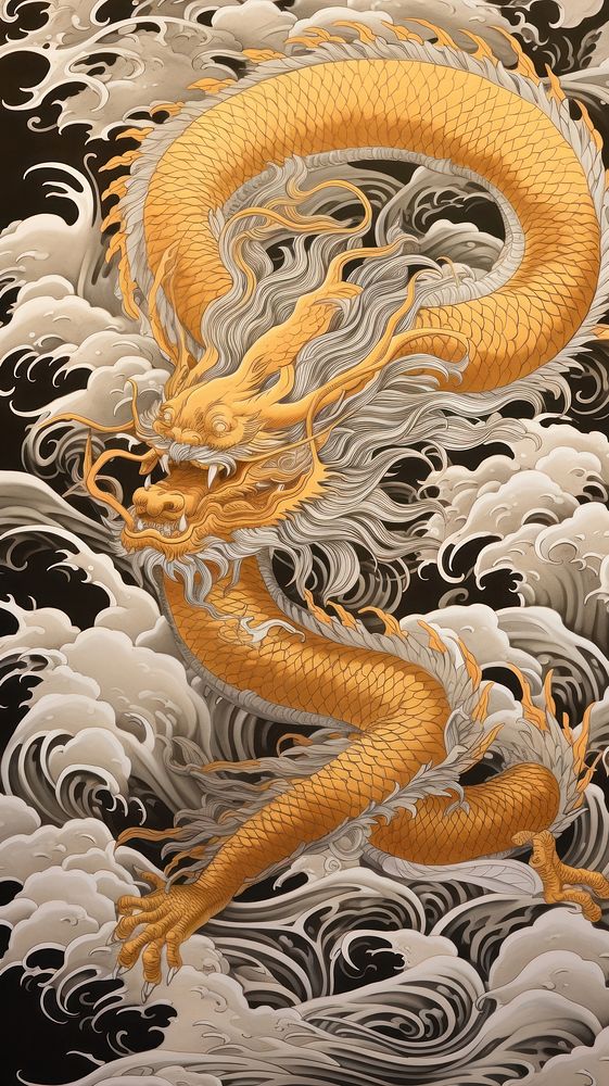 Gold and silver chinese dragons nature representation spirituality. AI generated Image by rawpixel.