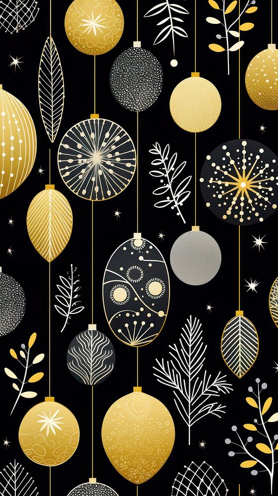 Gold and silver christmas baubles pattern illuminated celebration. AI generated Image by rawpixel.