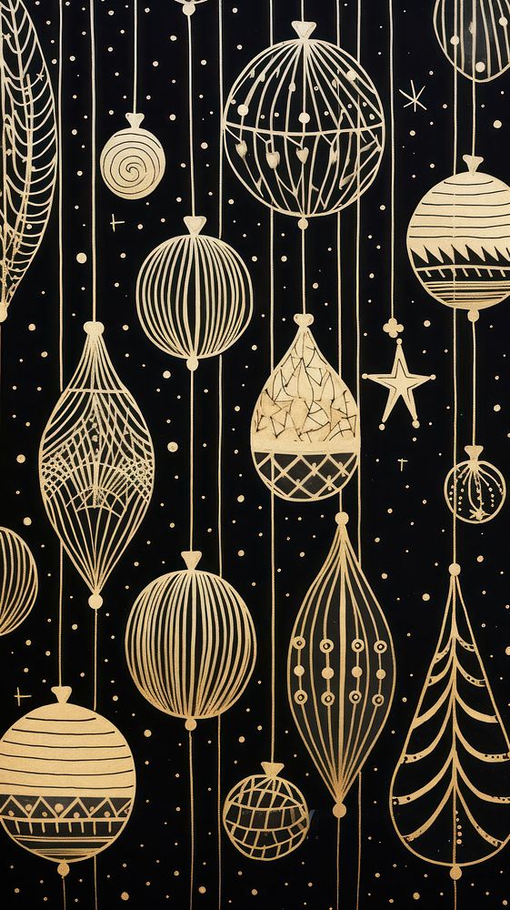 Gold and silver christmas baubles pattern drawing illuminated. AI generated Image by rawpixel.