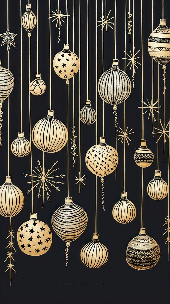 Gold and silver christmas baubles illuminated celebration backgrounds. AI generated Image by rawpixel.