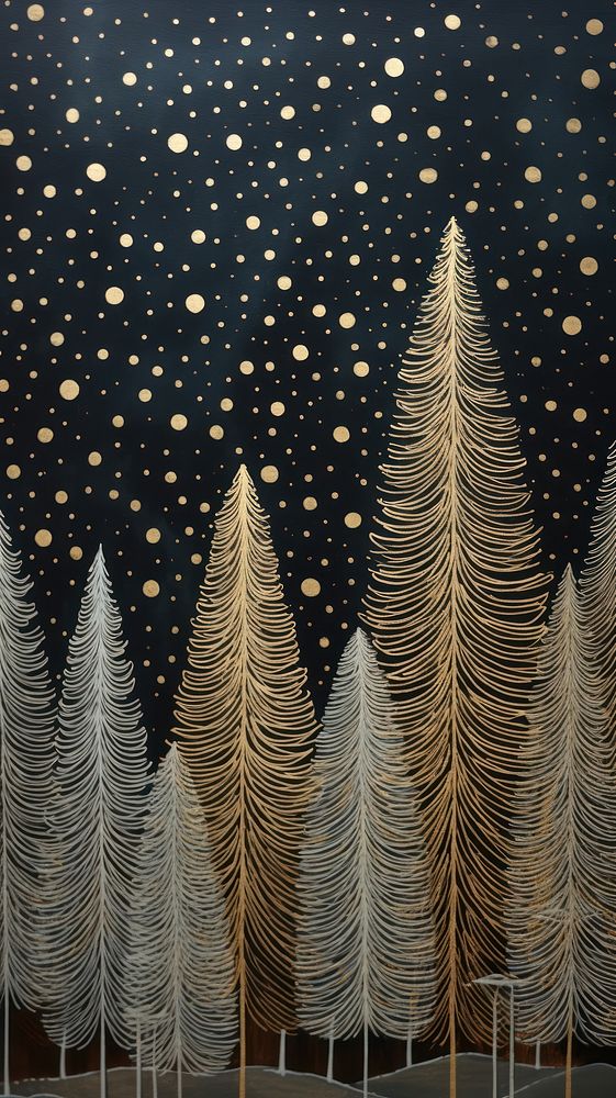 Gold and silver christmas trees pattern nature tranquility. AI generated Image by rawpixel.