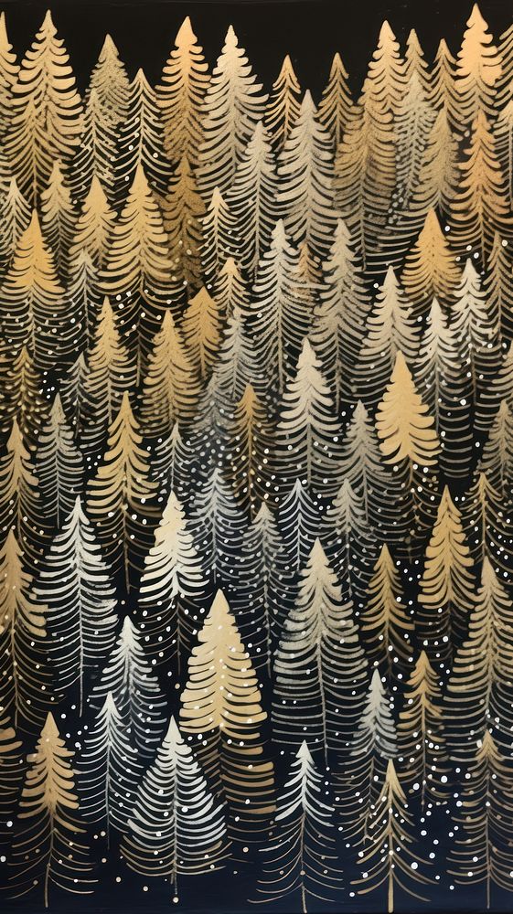 Gold and silver christmas trees nature plant tranquility. AI generated Image by rawpixel.