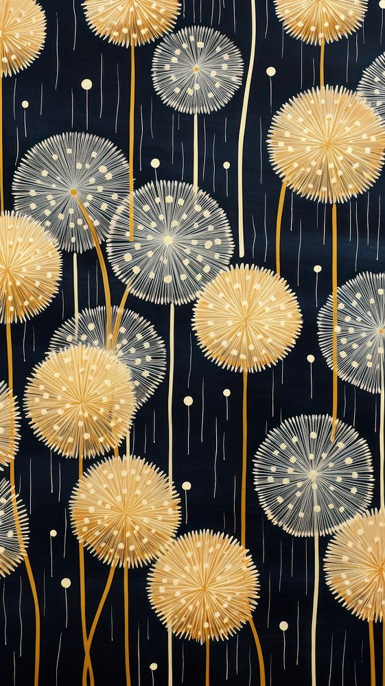 Gold and silver dandelions nature plant art. AI generated Image by rawpixel.