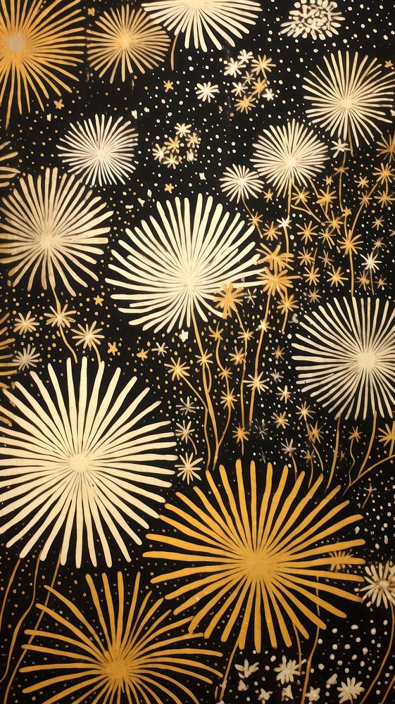 Gold and silver fireworks abstract pattern art. AI generated Image by rawpixel.