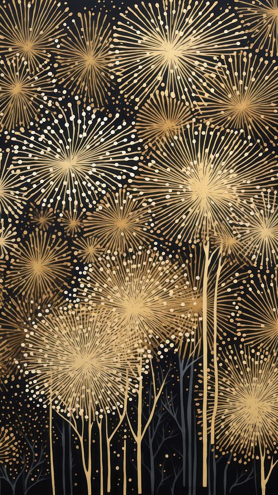 Gold and silver fireworks pattern nature celebration. 