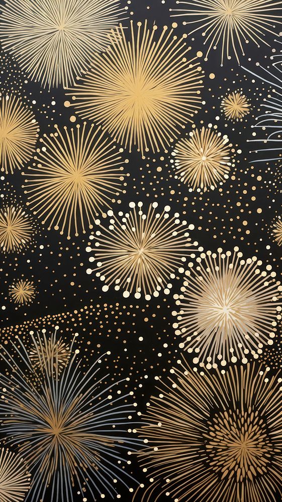 Gold and silver fireworks abstract pattern illuminated. AI generated Image by rawpixel.