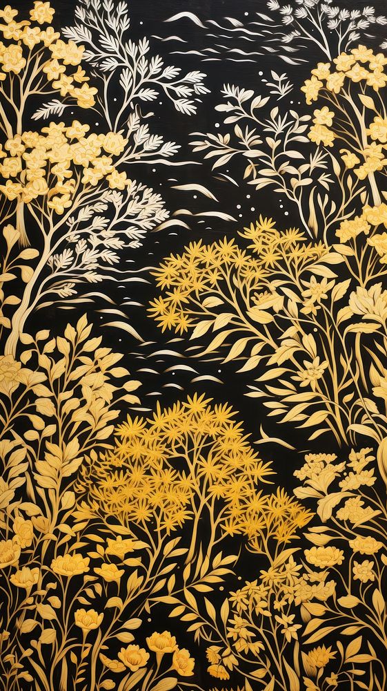 Gold and silver jungle pattern nature art. 