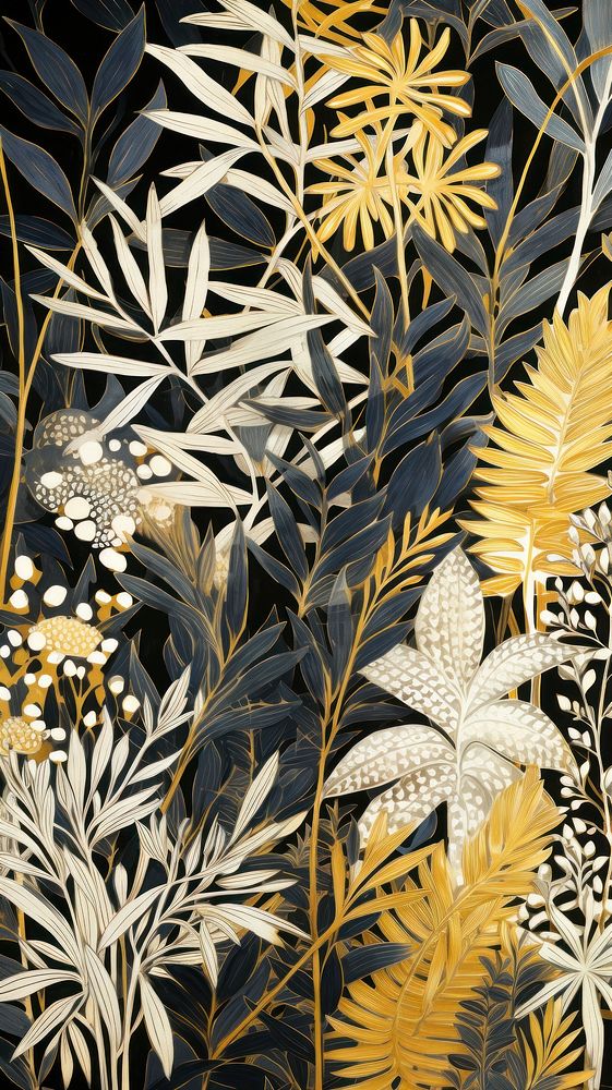 Gold and silver jungle pattern nature plant. AI generated Image by rawpixel.