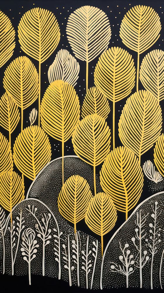 Gold and silver pands pattern drawing nature. AI generated Image by rawpixel.
