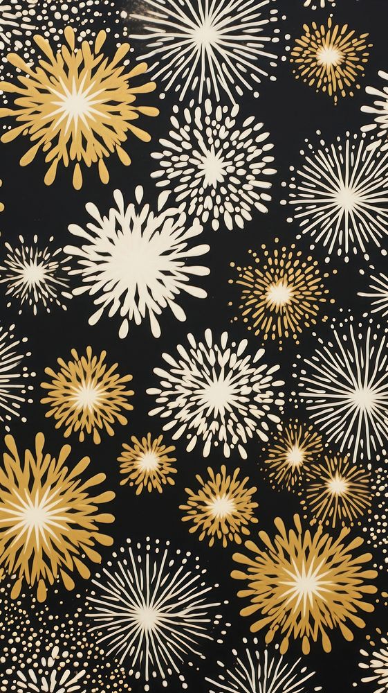 Gold and silver snow flakes fireworks abstract pattern. AI generated Image by rawpixel.