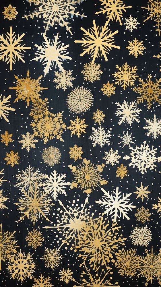 Gold and silver snow flakes pattern nature art. AI generated Image by rawpixel.