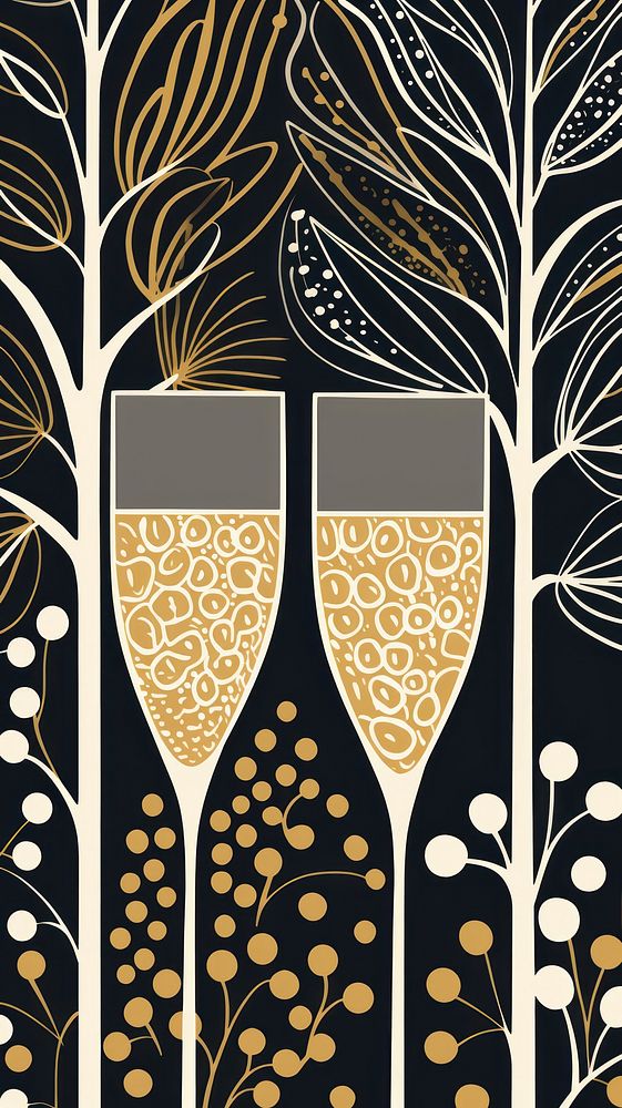 Gold silver champagne glass pattern refreshment backgrounds celebration. AI generated Image by rawpixel.