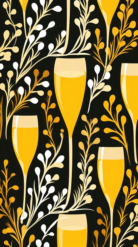 Gold silver champagne glass pattern drink plant refreshment. AI generated Image by rawpixel.
